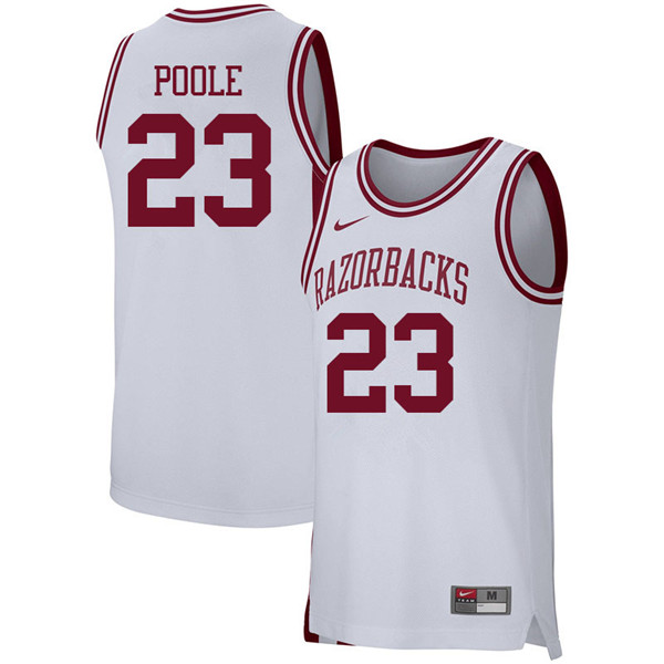 Men #23 Ike Poole Arkansas Razorbacks College Basketball 39:39Jerseys Sale-White